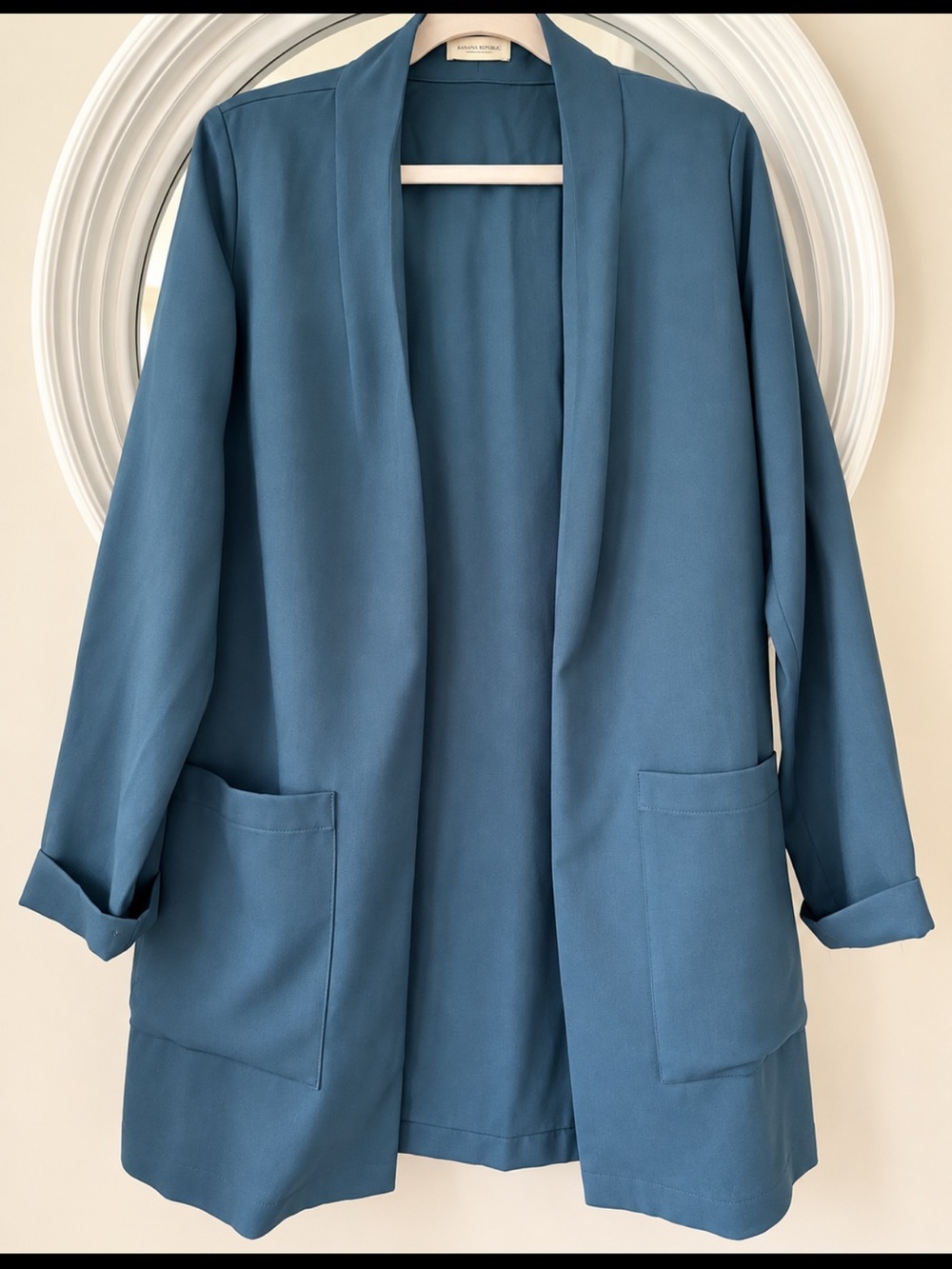 Amanda Moss Navy Open-Front Blazer
